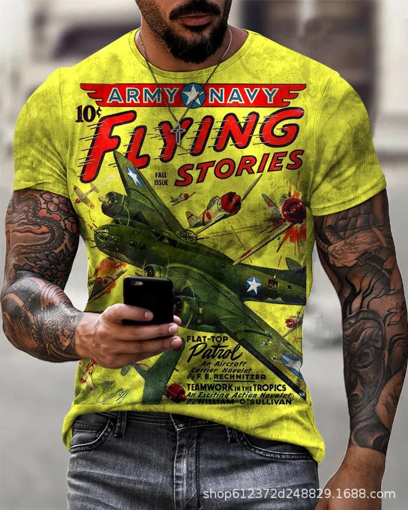 Fabricante de la fuente de los hombres de la camisa de manga corta de la calle Nueva Venta caliente de comercio electrónico transfronterizo camiseta impresa 3D arte flexible