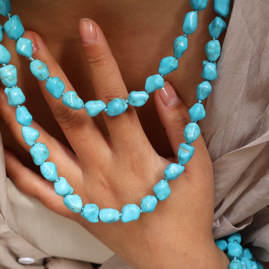 Daily Occasion Elegant Retro Irregular Turquoise Handmade Chain Necklace In Bulk