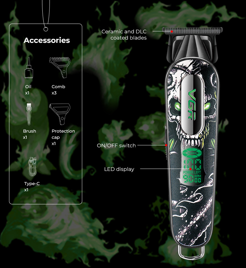 Vgr Professional Electric Hair Clipper With Digital Display_voghion.com