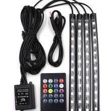 汽车LED装饰氛围灯 12smd七彩声控气氛灯一拖四七彩氛围灯USB