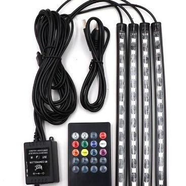 Avtomobil LED Dekorativ Atmosfer İşığı 12SMD Səs Nəzarətli Bir-dən Dördə USB