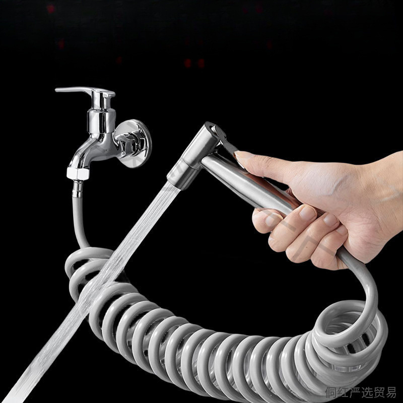 Water hose tap spray gun flushing extender extension tube retractable stretch hose extension tube