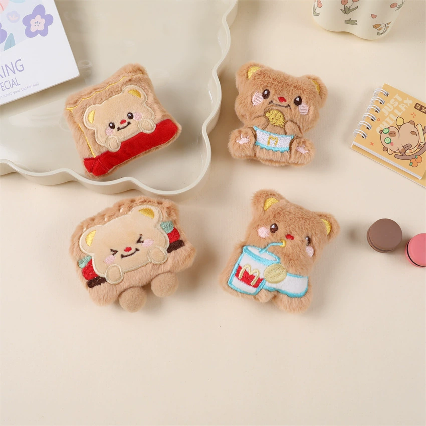 Креативная мультяшная плюшевая кукла-медведь, скрипучий брелок, подвеска для школьной сумки, брошь «сделай сам», ювелирные аксессуары