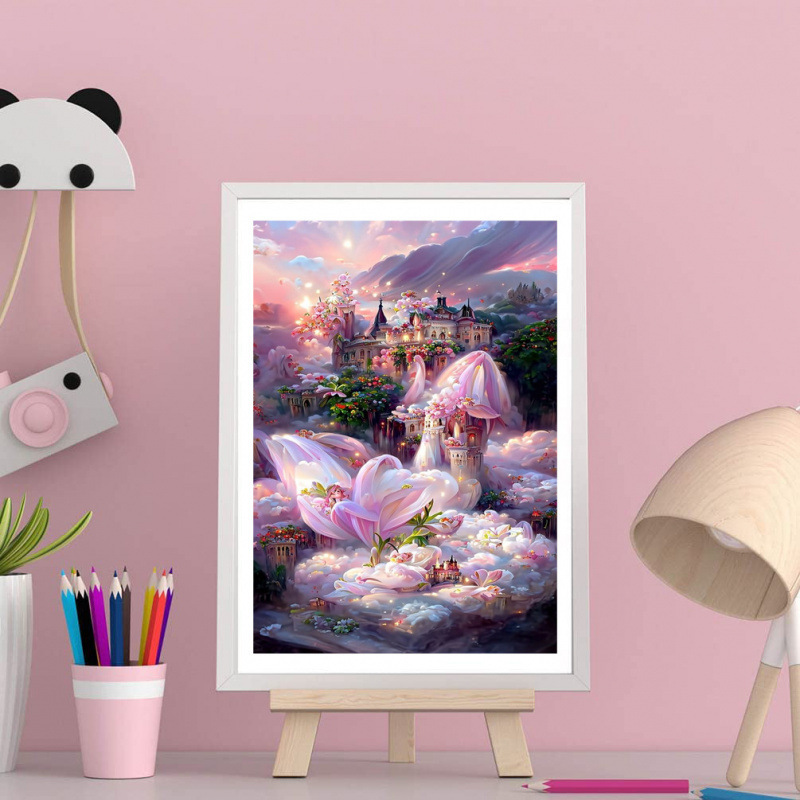 Flores paisajísticas llenas de diamante DIY pintura de diamante hecha a mano Rubik cuadrado conjunto de pegatinas de diamante cross-border DIY pintura de diamante hecha a mano