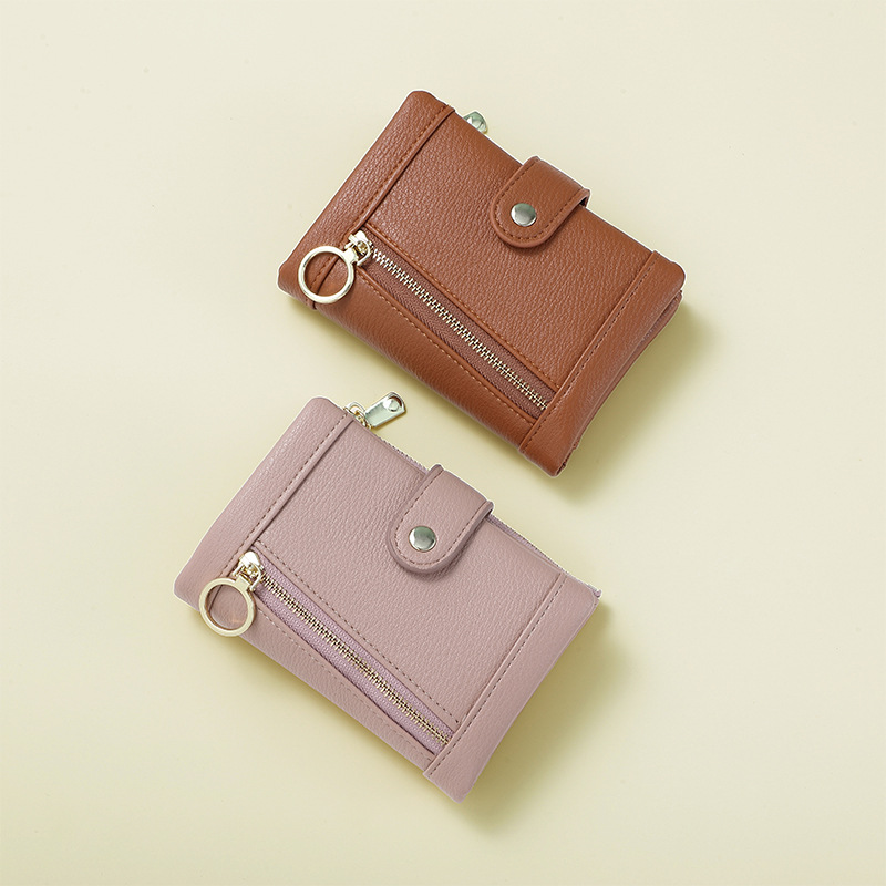 Haitao cartera femenina monedero estudiante embrague plegable cartera moda color sólido cartera de las mujeres corto al por mayor