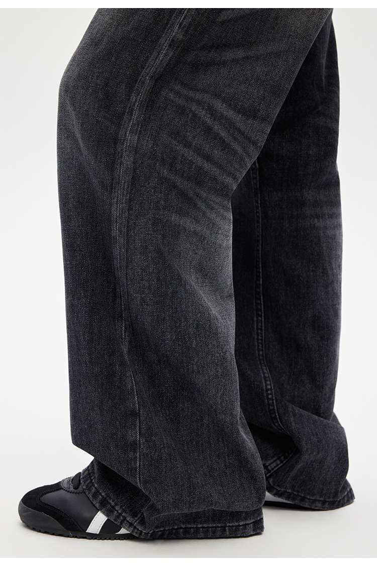 Men's Clothing Whiskered Denim Jeans American Style Straight Leg Retro Loose Fit Wide Leg Washed Black Trousers For Men And Women_mkmklike.com