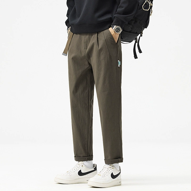 Весенние и осенние эластичные повседневные брюки мужские эластичные ремни узкие брюки корейская мода черные брюки мужские брюки