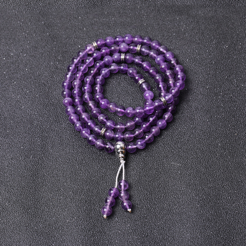 108 Natural Amethyst Multi-Circle Bracelet for Women Yoga Mala Bracelet Green Aventurine White Pine Tiger Eye Stone Abacus Beads