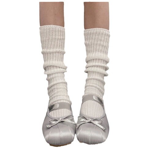 Summer high-top mesh socks, black and white thick needle and thread, long calf-length socks, mid-calf piling cotton socks for women, breathable outdoor wear