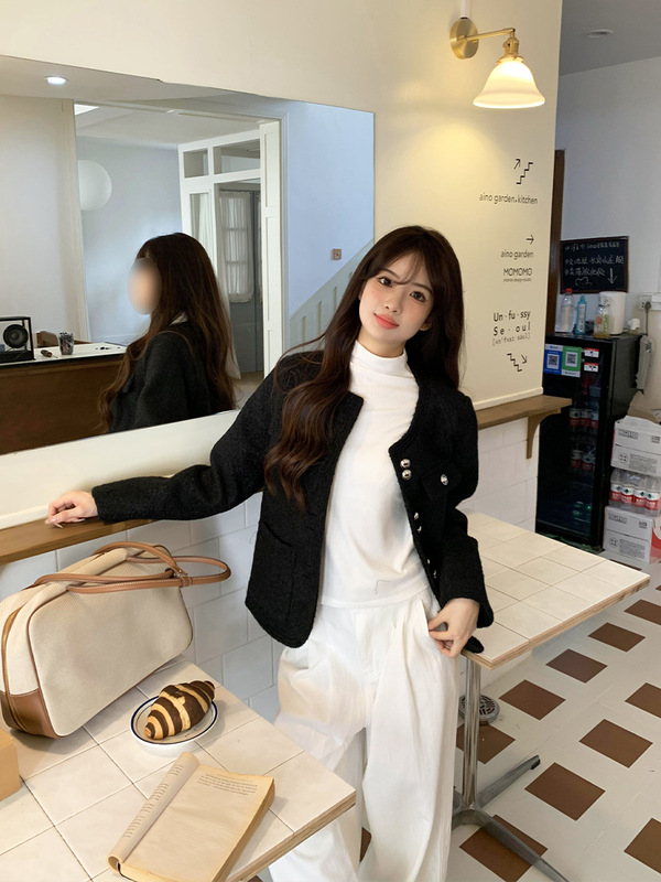 橘子树在哪儿富家千金小香风奶外套女春季气质呢子上衣|undefined