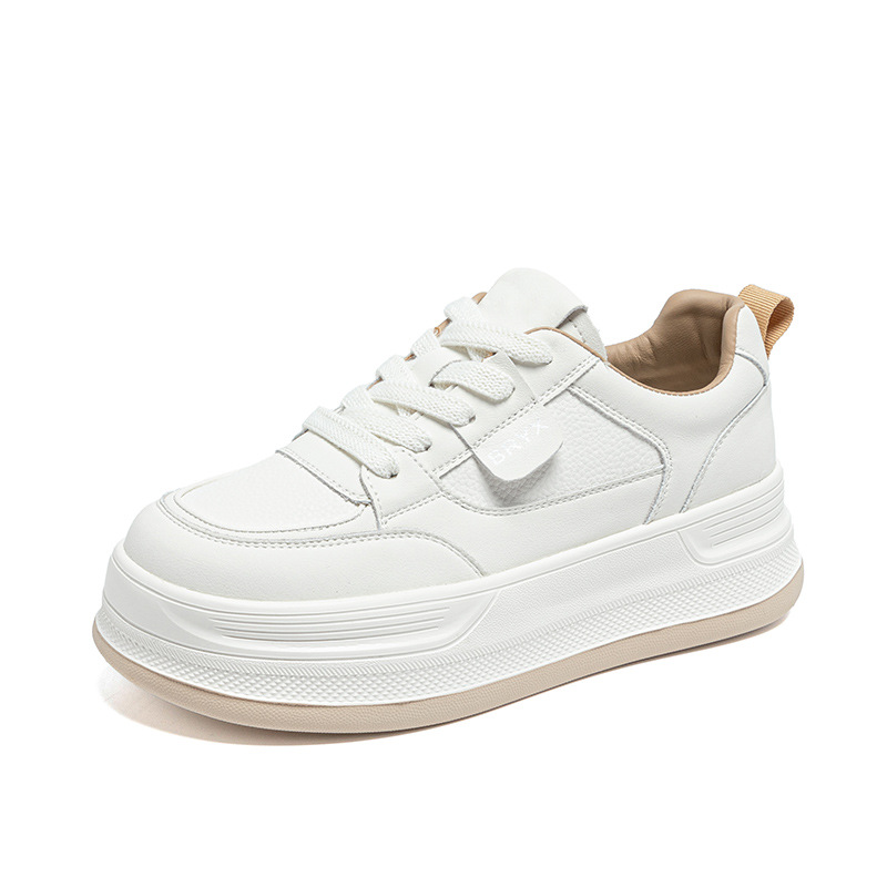 Women's White Platform Trainers Breathable Lightweight Sneakers_voghion.com