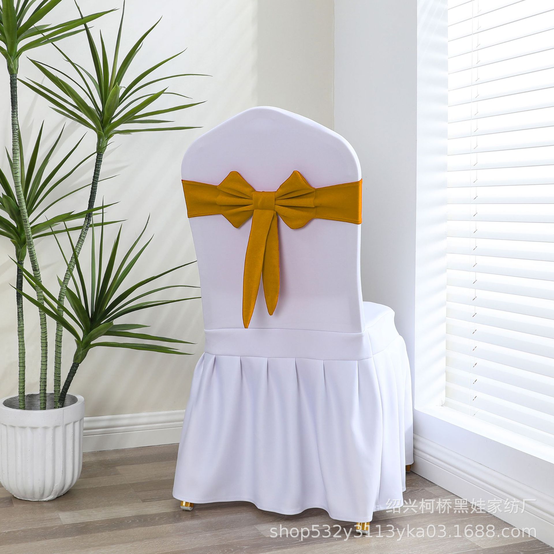 No-tie elastic chair back decoration wedding hotel chair cover bow banquet chair cover elastic chair back flower strap