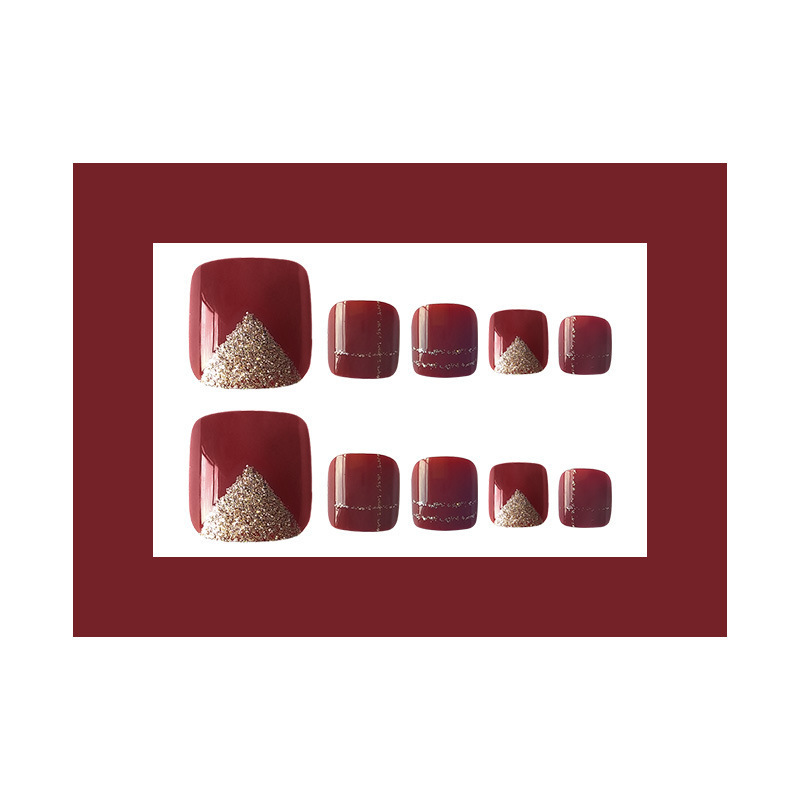 Comercio exterior oro líneas manicure pie pie pie piezas de manicure al por mayor otoño invierno venta caliente vino rojo uñas de los pies desgaste piezas de uñas de los pies image 5