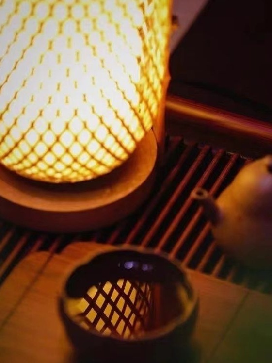 Modern Chinese Zen Bamboo Table Lamp Retro Tea Room Study Bedroom Bedside Lamp Atmosphere Tatami Ancient Style Charging