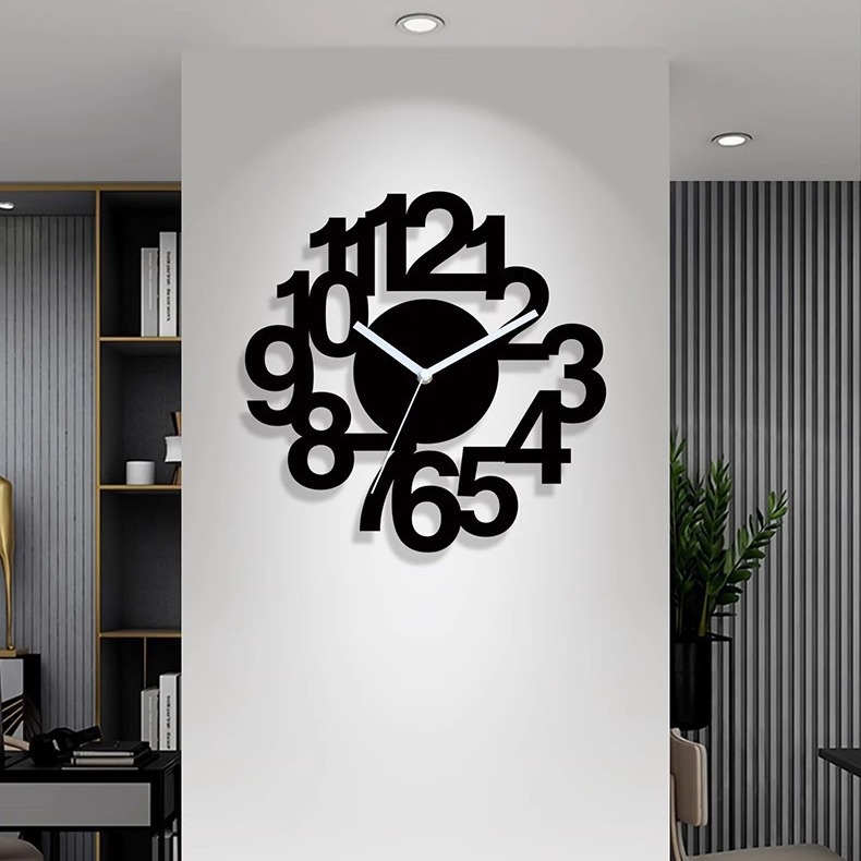 Creativo tridimensional Reloj de pared digital sala de estar reloj decorativo simple moda reloj Punch mudo nórdico etiqueta de la pared