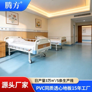 定制生产PVC塑胶地板 医院养老院学校耐磨防火同质透心地板胶