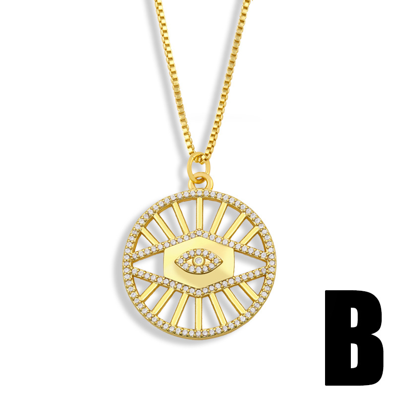 Micro-inlaid colored zircon Sunflower round necklace