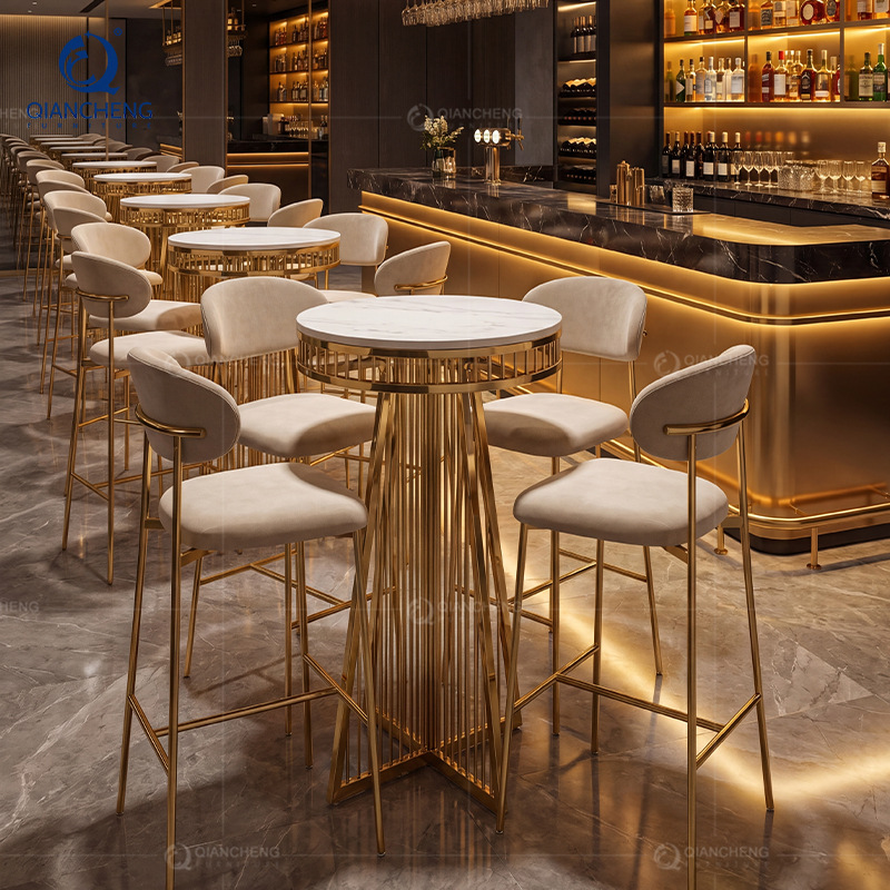 Luxury bar tables and chairs, high-end hotel wedding banquet commercial furniture, stainless steel custom bar furniture