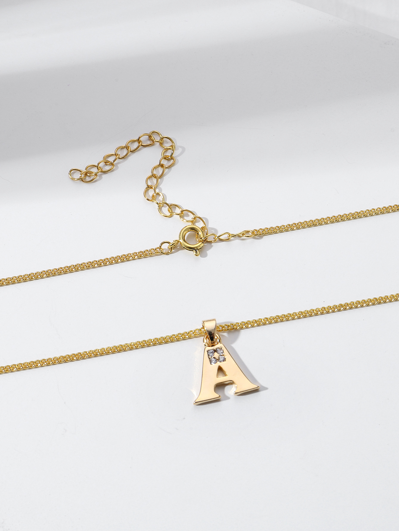Fashion Inlaid Zircon Copper Gold Letter A Necklace Jewelry Wholesale display picture 4