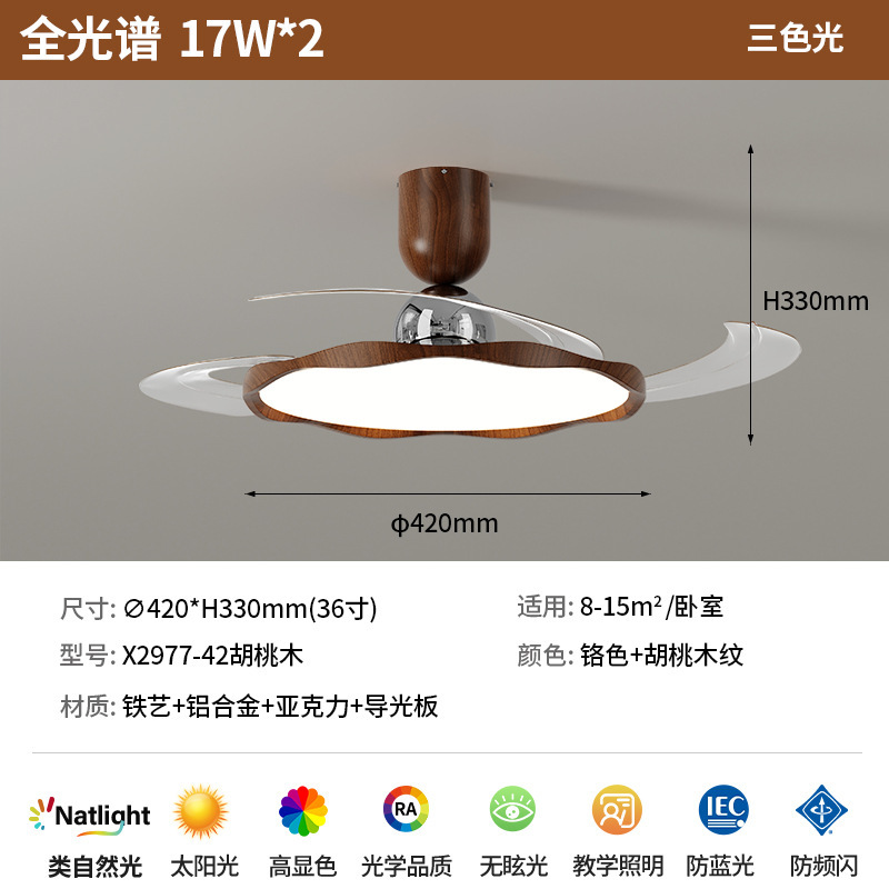 北欧隐形超薄风扇灯客厅吸顶灯餐厅卧室现代简约大气全光谱护眼灯|undefined