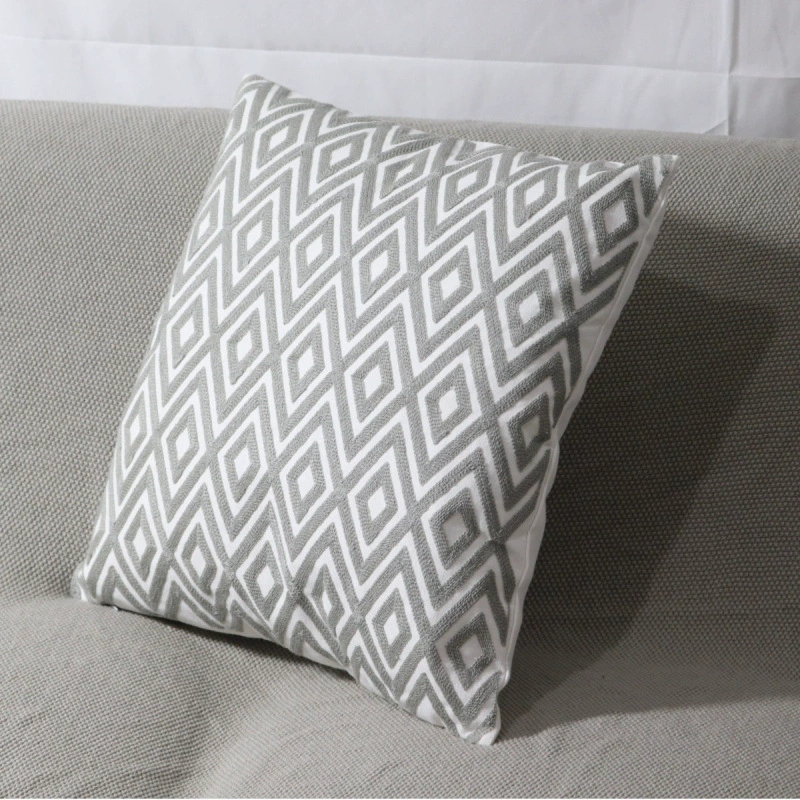 Modern Scandinavian pillow, sofa for bed, with embroidery