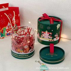 クリスマスキャンデーのギフトボックスのリンゴの包装箱のクリスマスイブのギフトボックスの丸いバケツのクリスマスの丸いバケツのクリスマスの贈り物の包装