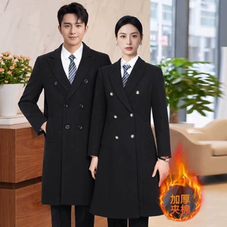 男女同款秋冬加厚中长款双排扣西装款高级感4S店销售毛呢大衣外套