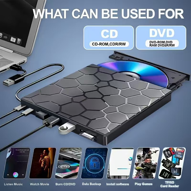 新款多功能外置DVD刻录机石头纹usb+typec厂家直销批发零售台式|undefined