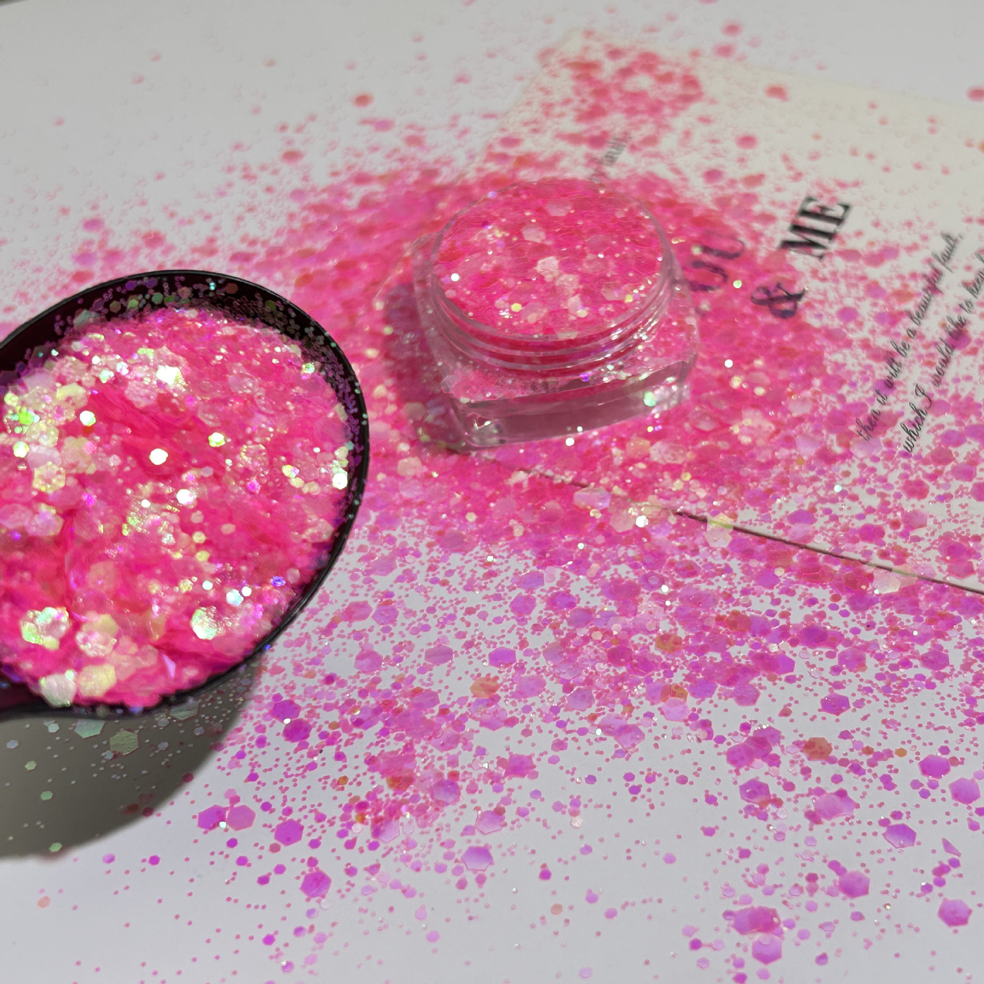 Golden Iridescent Polarized Semi-Transparent Sparkling Nail Art Glitter Transparent DIY Handmade Resin Decoration Nail Stickers
