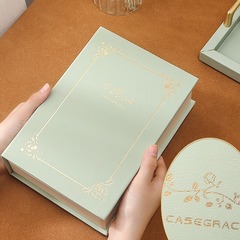 亞馬遜跨境ins首飾收納盒翻蓋拼色日記本耳環耳釘戒指飾品收納盒