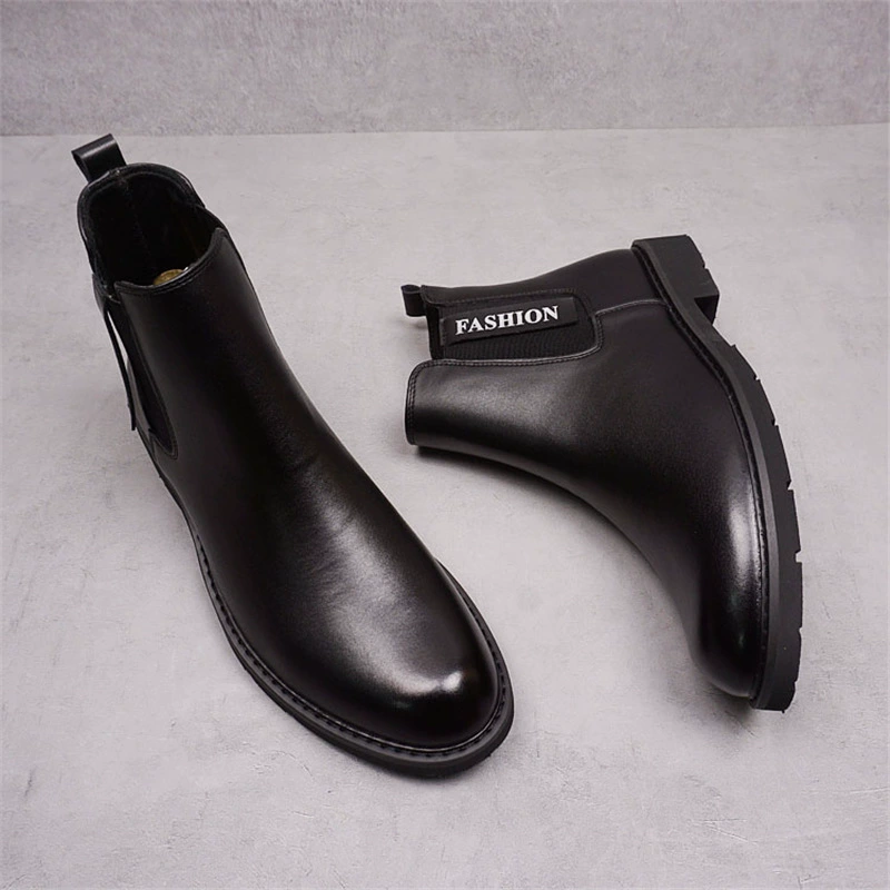 Челси сапоги мужские осенние и зимние бархатные теплые кожаные сапоги британские модные тенденции на открытом воздухе мужские сапоги