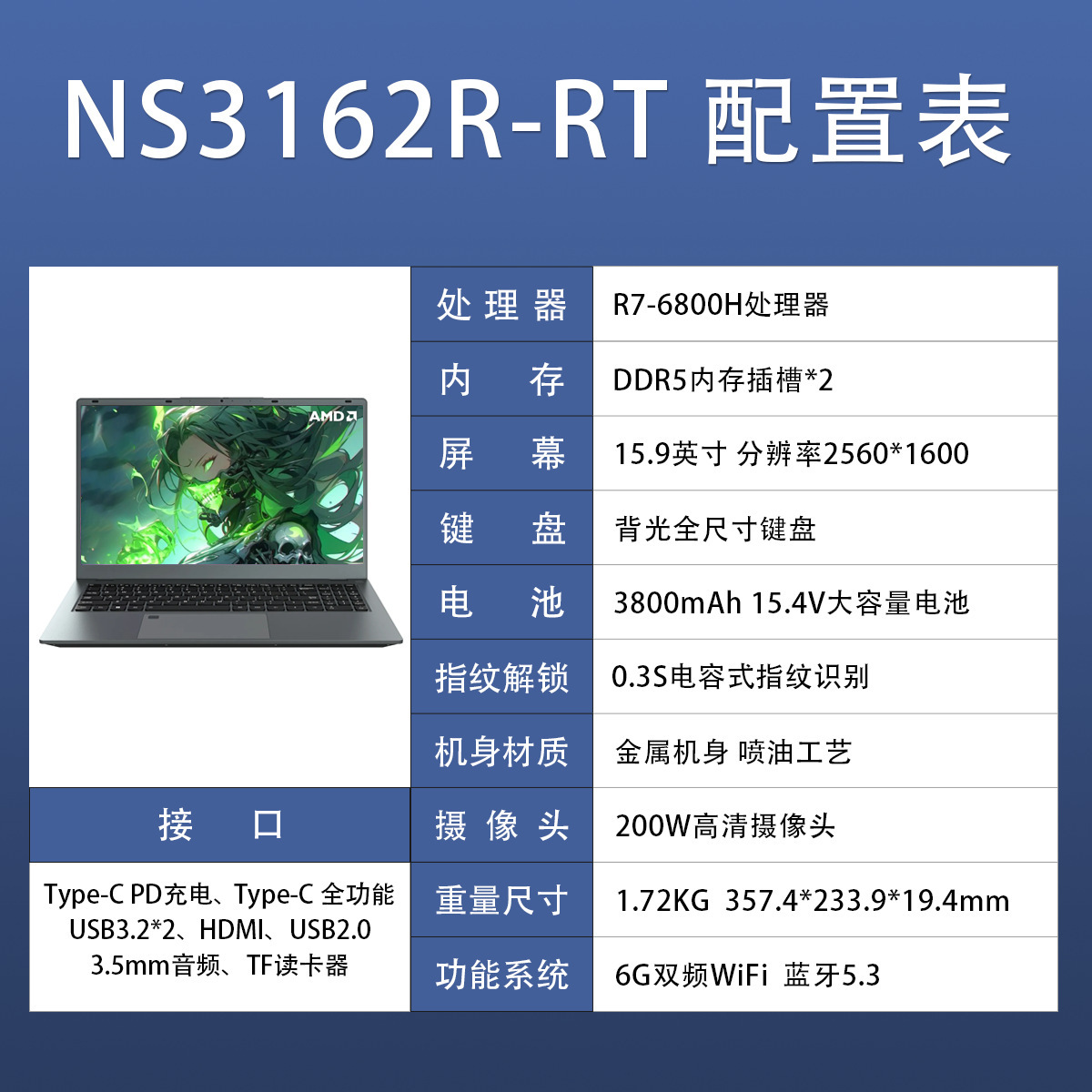 R7-6800hs/ 15.9inch /2.5k screen