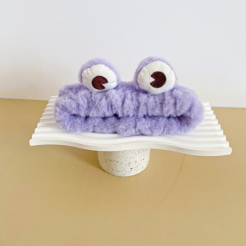 Otoño e invierno japonés y coreano nueva Rana ojos grandes banda para el cabello diadema de dibujos animados máscara facial femenina accesorios para el cabello de felpa diadema antideslizante