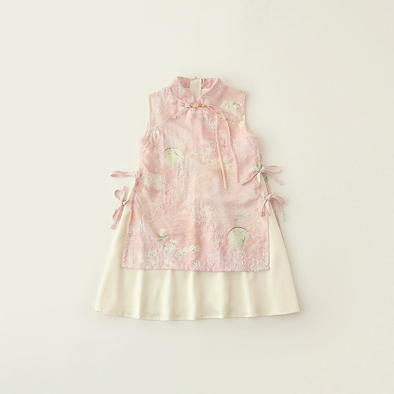 Новое розовое детское ципао в китайском стиле, улучшенная модель 2026 года, летний костюм для выступлений в стиле Тан для девочек.