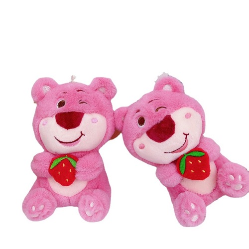 Cute Lying Strawberry Bear Little Bear Doll Pendant Keychain Bear Plush School Bag Pendant Doll Wholesale