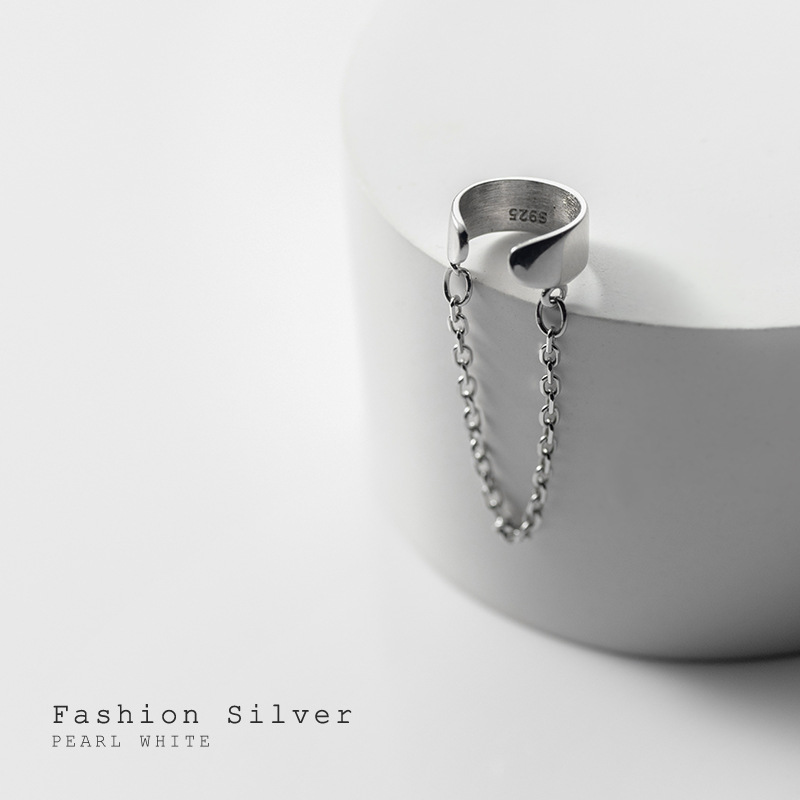 Eloch s925 plata brillante cadena orejas coreana geometría pequeña personalidad joyas para orejas G8678