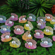 仿真夜光珍珠七彩贝壳儿童迷你微缩小摆件洞洞鞋配件发夹发绳材料