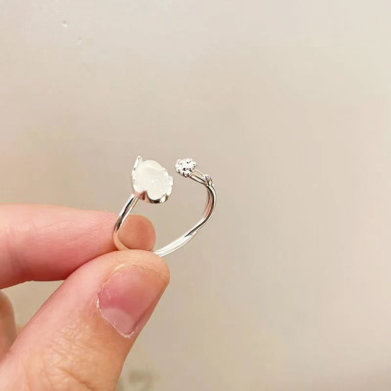 10g Weight Moonstone Inlay Material Open Rings Classification Adjustable Ring Size 1 Piece Quantity Daily, Party Occasion Metal Material Geometric Pattern Women's Gender Inlay Design Simple Style Style Simple Style Geometric Metal Inlay Moonstone Women's Open Rings 10