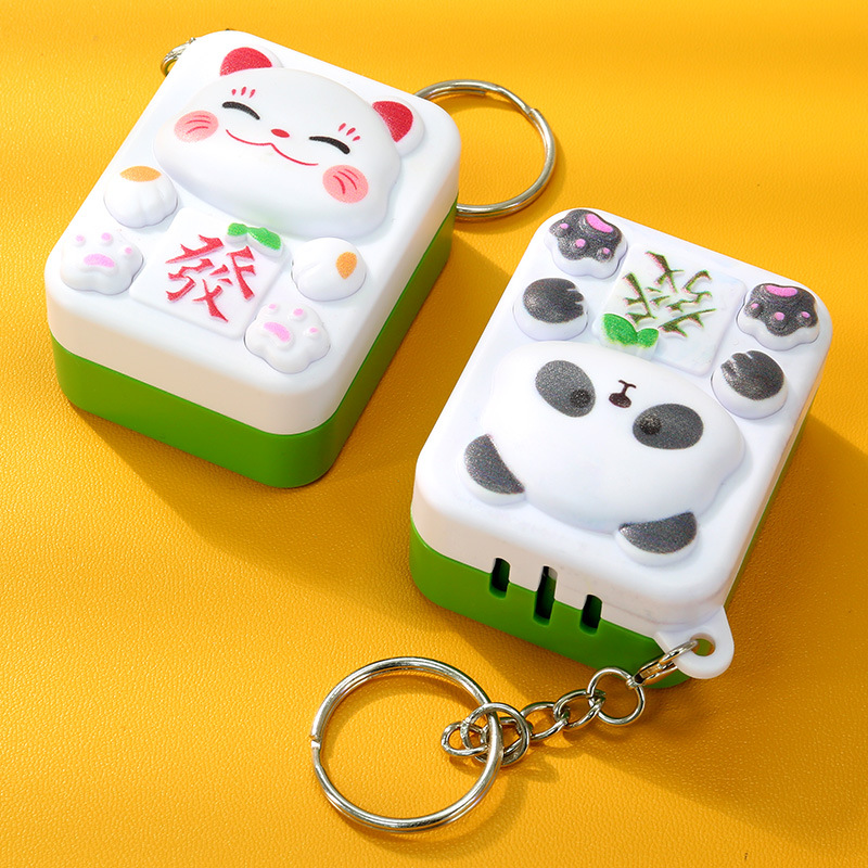 Nuevos dibujos animados creativos sonidos juguetes mahjong para atraer la fortuna gatos adornos de mesa colgantes buena suerte con mahjong descompresión jugar