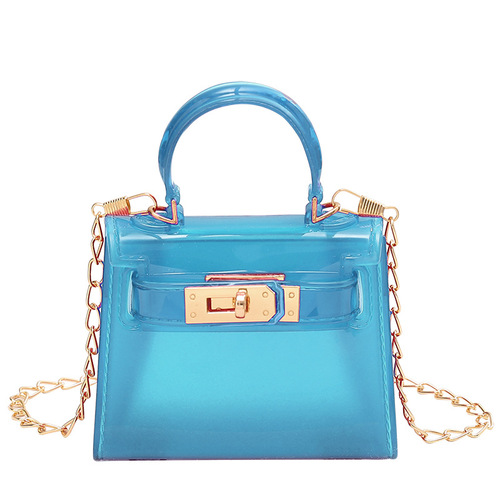 Shiling bag transparent jelly bag Kelly bag  new women's crossbody bag diy small bag pvc chain bag