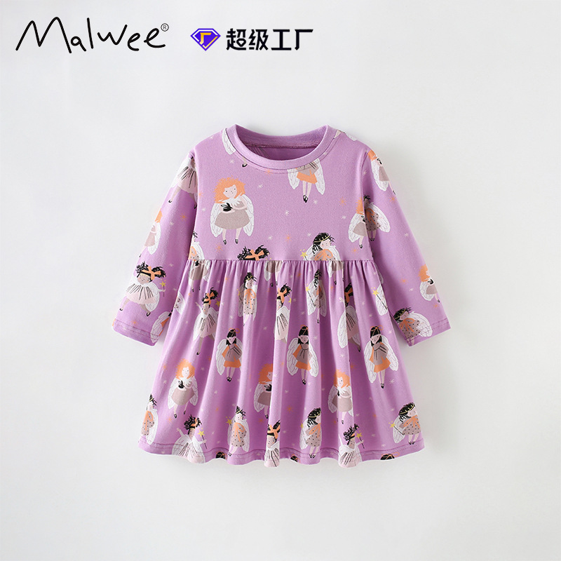 Vestido de princesa para niña malwee transfronterizo otoño e invierno nuevo vestido de niña pequeña y mediana europea y americana vestido de princesa para niña de estilo occidental