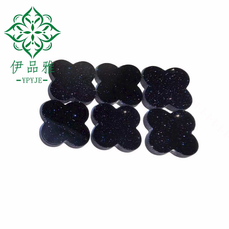 Blue Sandstone Four-Leaf Clover Loose Stone DIY Jewelry Pendant Flat Earrings Bracelet Accessories Direct Sales Manufacturer Cross-Border