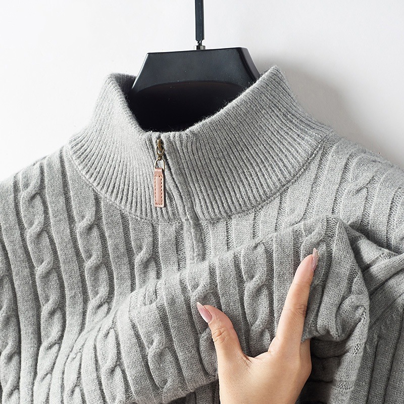 Explosiones transfronterizas de tamaño europeo medio cremallera jersey de hilado suéter hombre viejo viento de negocios otoño invierno fábrica al por mayor