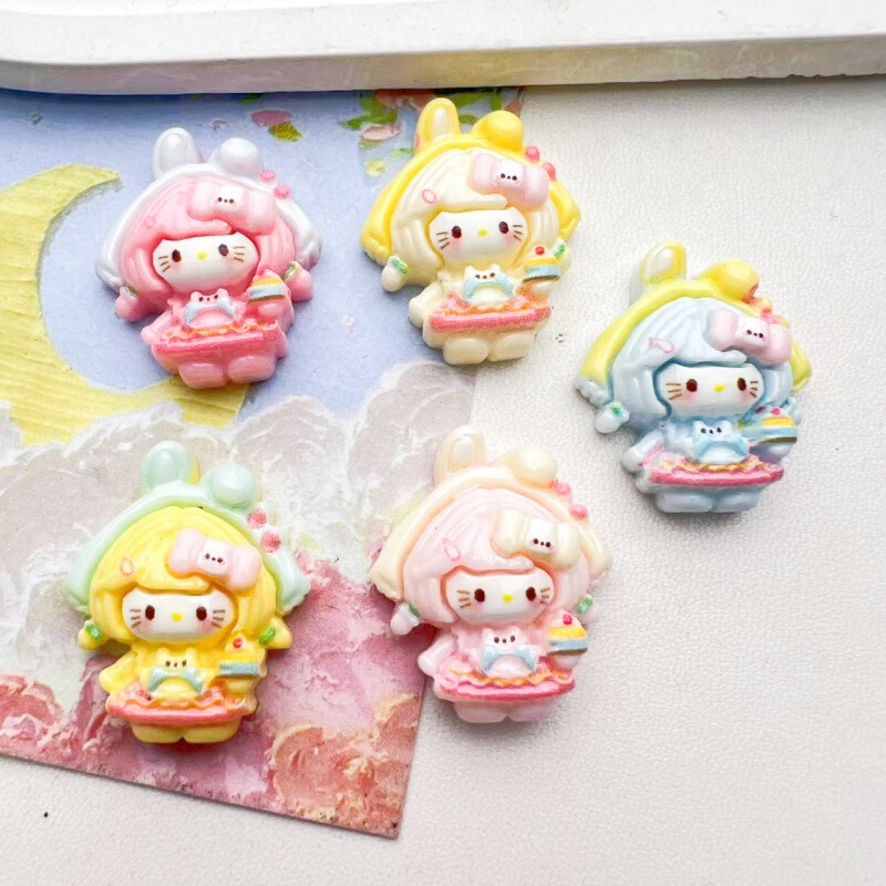 Cartoon Cute Girl Resin Accessories Handmade DIY Keychain Pendant Hairpin Mobile Phone Case Patch
