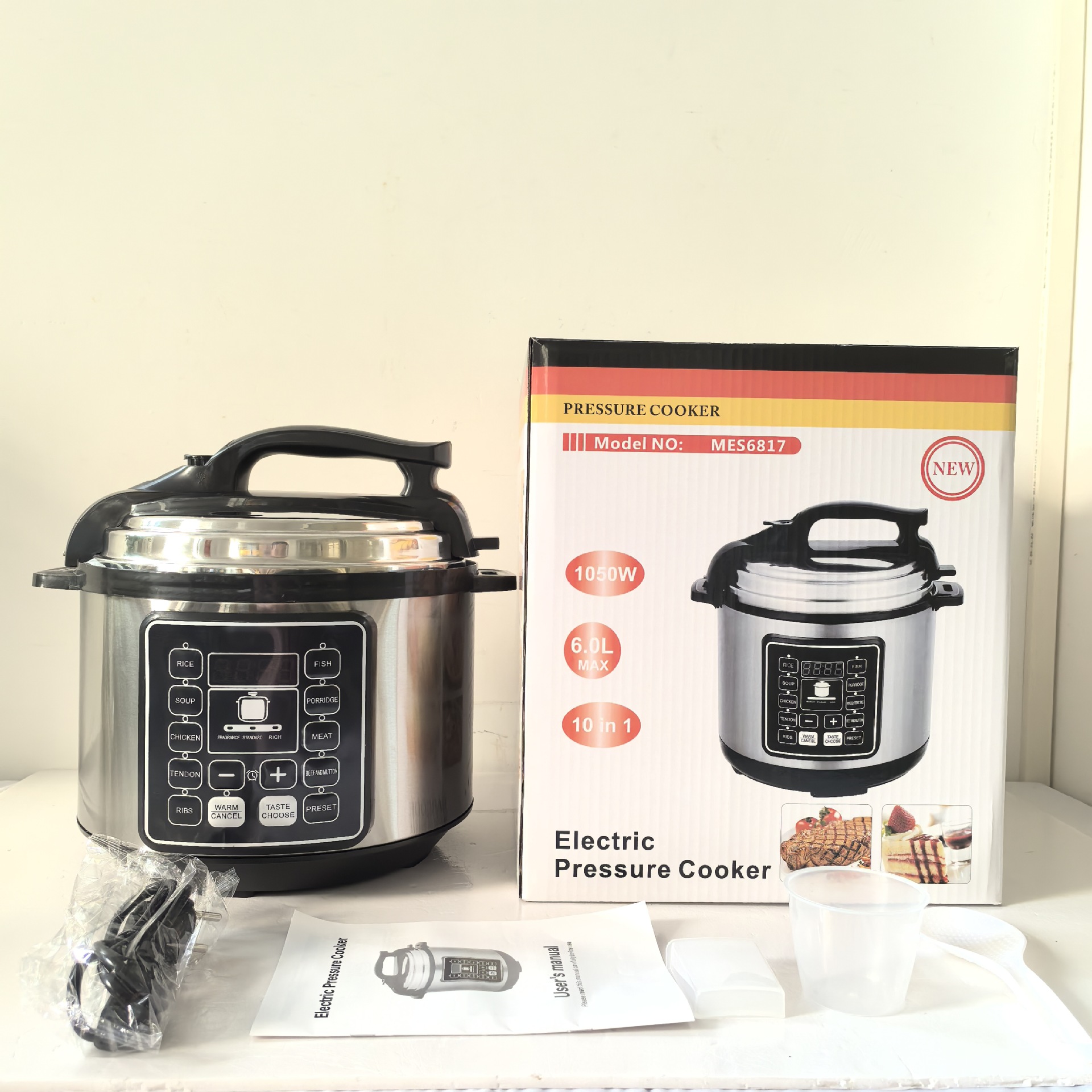 Multi-functional pressure cooker English rice cooker household wholesale 6L large capacity non-stick pan foreign trade cross-border European regulations