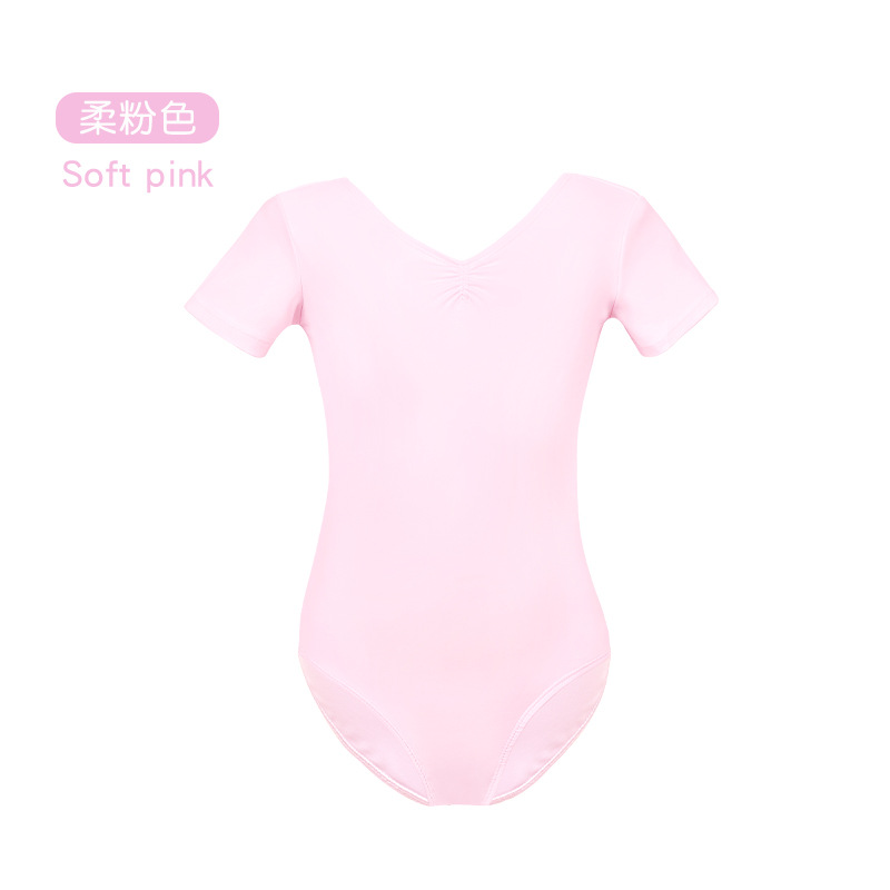 Trajes de baile para niñas y niños, ropa de entrenamiento de alta elasticidad de nailon de manga corta de verano, ropa de actuación de ballet deportivo para niños grandes