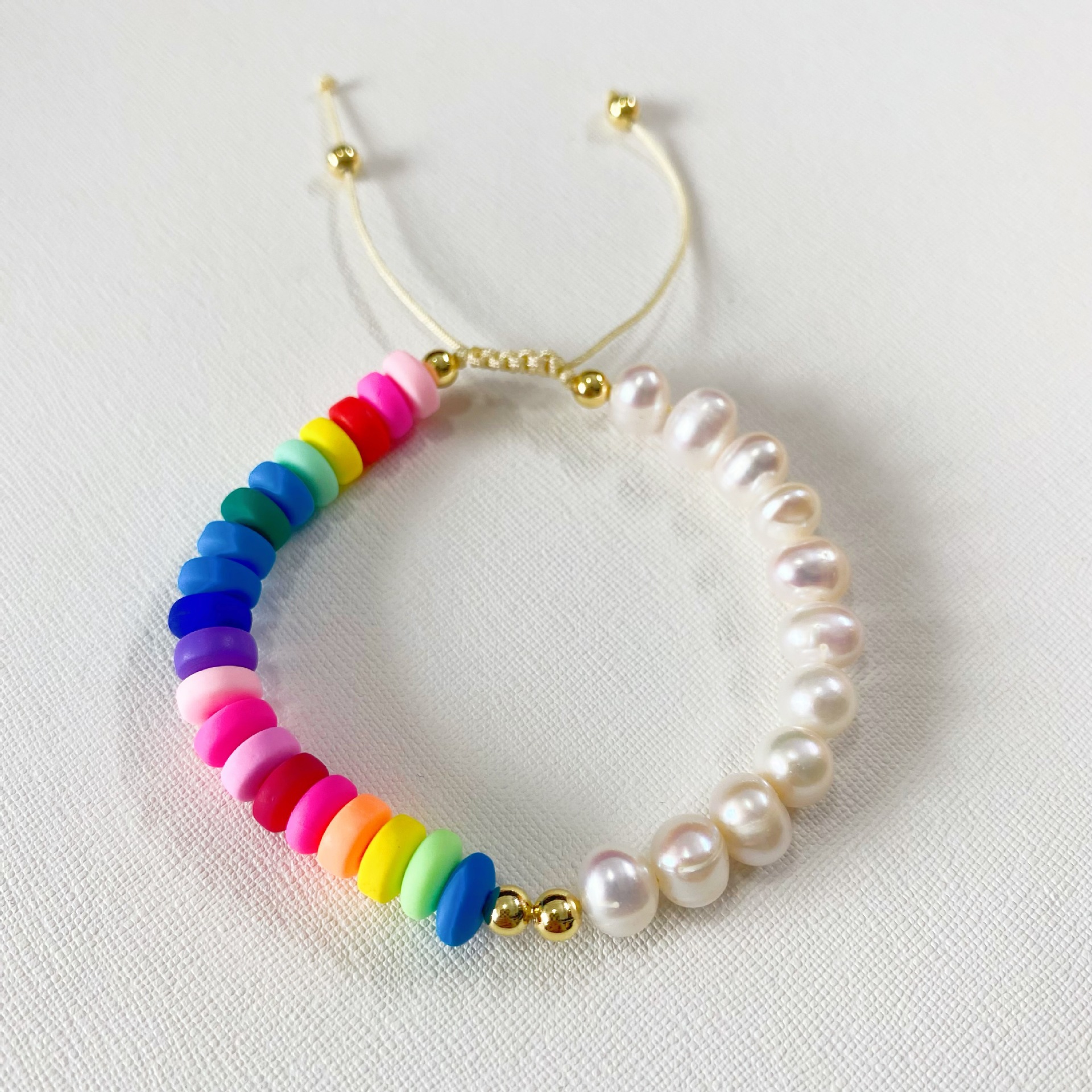 Freshwater Pearl, soft clay Material 1 Piece Fashion Geometric Freshwater Pearl Soft Clay Handmade Bracelets