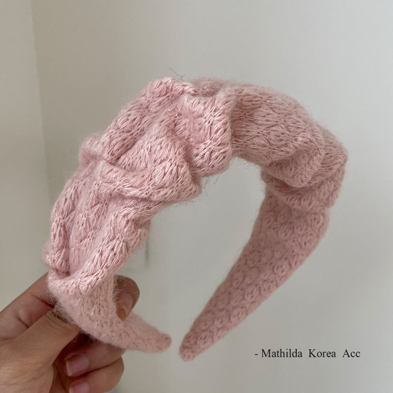 Nuevo estilo coreano a principios de otoño suave estilo retro lana banda de cabeza red temperamento rojo bordes anchos pinzas de cabello de tejido plegado banda de cabello de mujer