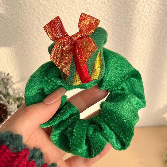 Galletas de ciervo de dibujos animados Accesorios para el cabello de Navidad transfronterizos Cuerda para el cabello tejida Anillo para el cabello de intestino grueso Vestir personas Tombros lindos de felpa