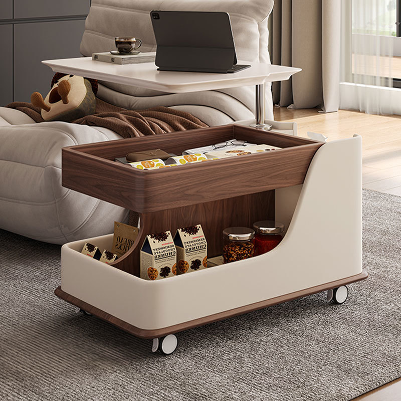 Elevación multifuncional de madera sólida creativa sala de estar casera mesa de té pequeña casa móvil sofá borde pequeño carro tabla de roca